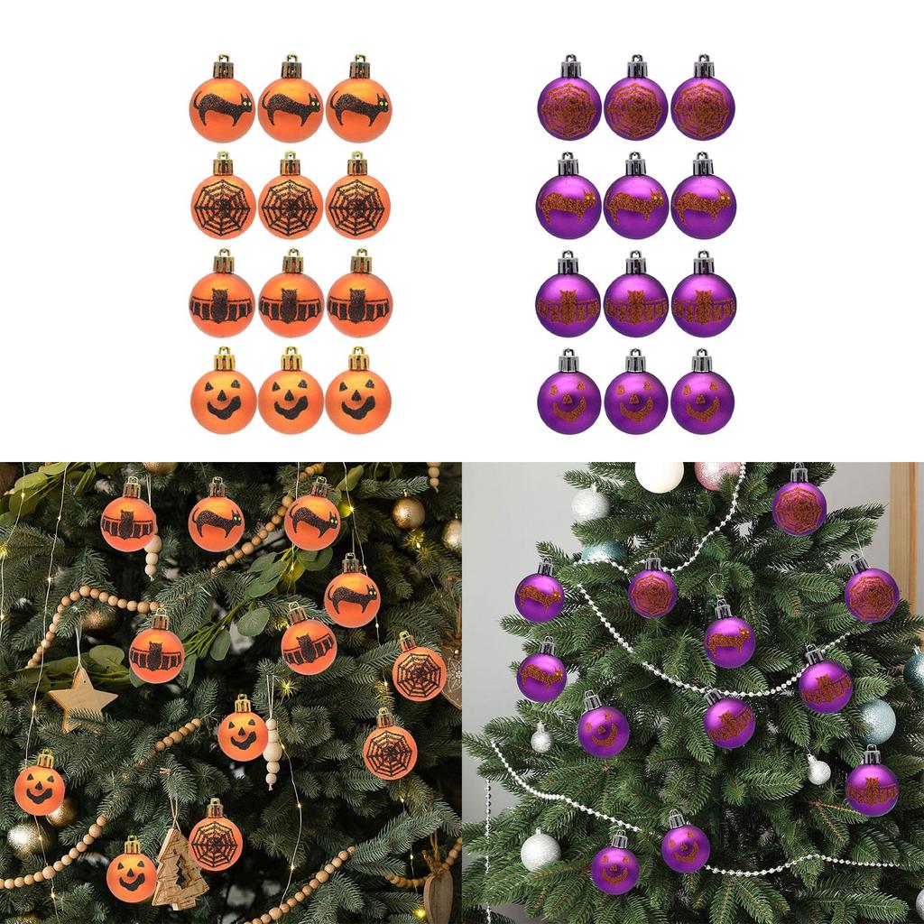 12 Pieces Halloween Hanging Ball Ornaments Easy to Use Halloween Ornaments Party Decor for Xmas Trees Haunted House Thanksgiving