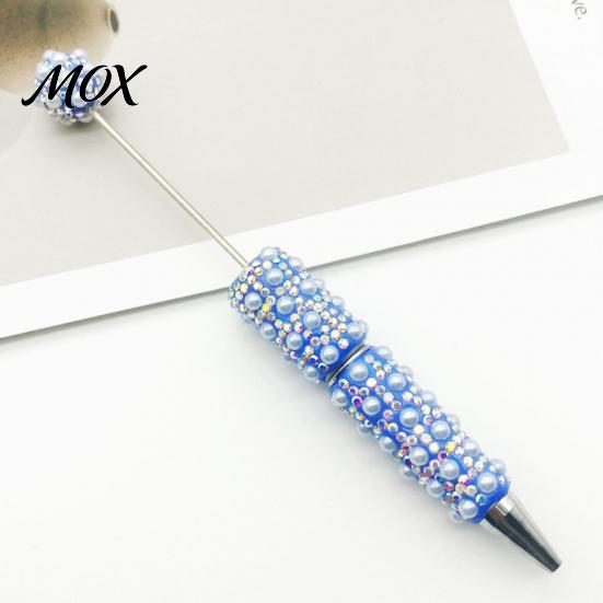 Artistic Writing Tools DIY Beadable Pen, Rhinestone Faux Pearl Ballpoint Fancy Glitter Creative Pen for Crafting, Student Stationery Office