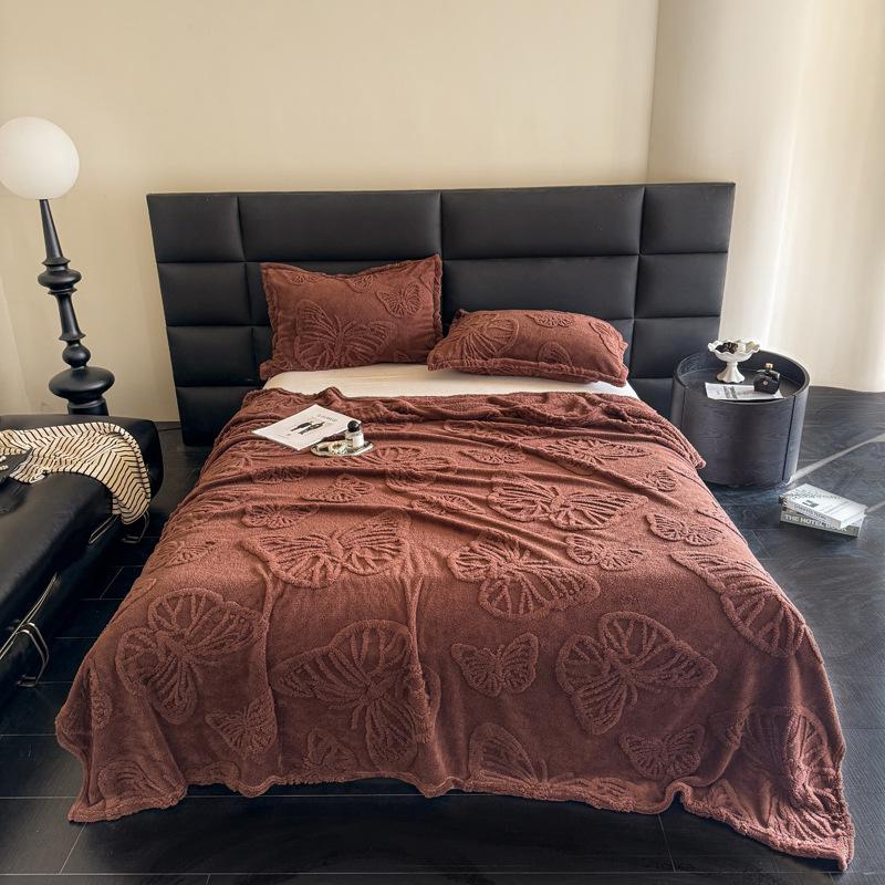 Solid Color Jacquard Velvet Butterfly Blanket - Office Nap & Air Conditioning Cover, Gift, Pet Use