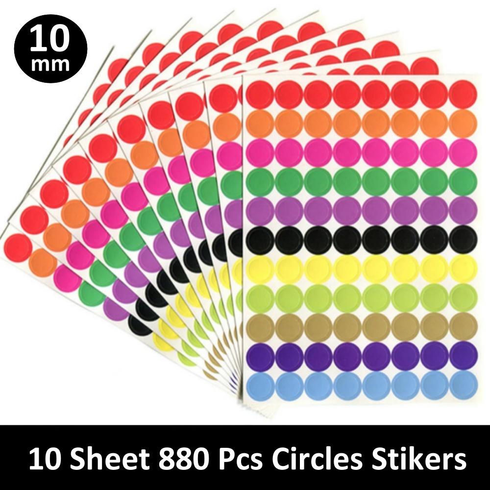 880pcs/10 Sheet 10mm Round Spot Circles Sealing Stiker Paper Labels Coloured Dot Stickers Adhesive Package Label Gift