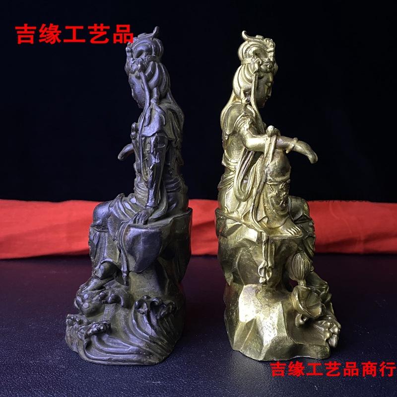 Antique Alloy Buddha Statue Collection Free Guanyin Home Desktop Decorative Crafts Decoration Sitting Style Avalokitesvara