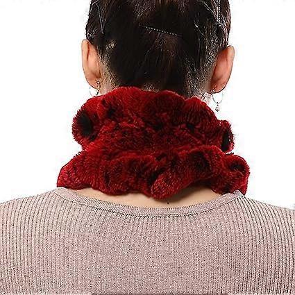 Women's Fur Scarf Rabbit Fur Apron Wavy Fur Scarf Winter Knitting Plush Scarf