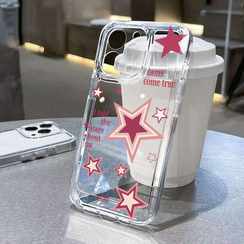 Minimalist Red Star Transparent Phone Case for Samsung Galaxy A06 A55 5g S25 S24 Ultra S23 S21 FE A54 A15 A35 A36 A16 A05 Cover