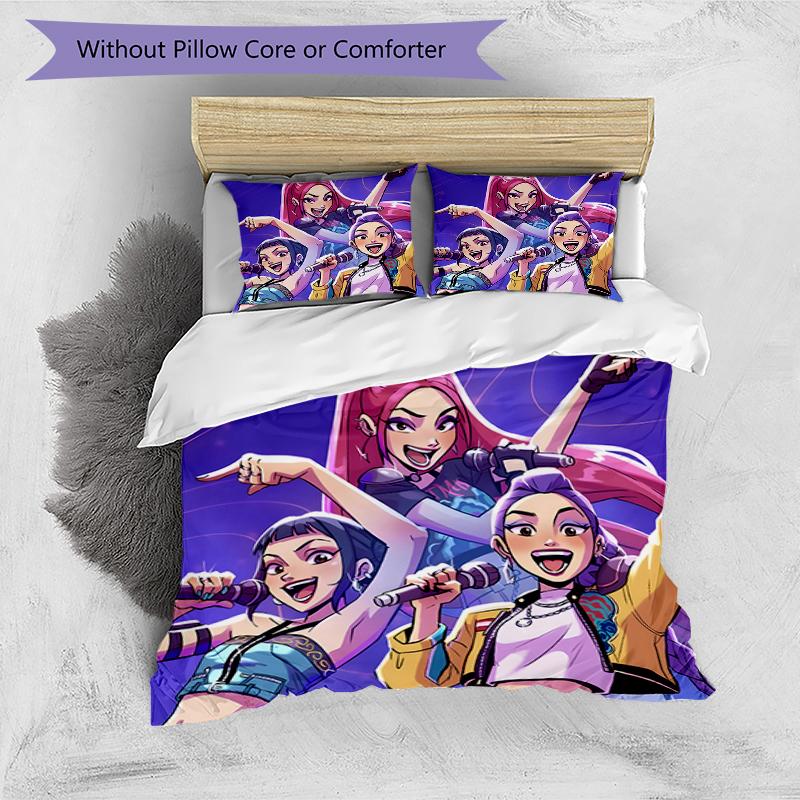 3pcs KPop Demon Hunters17 Design Cover Set - HD Printed Bedding with 1 Cover and 2 Pillowcases - Perfect for Home and Dorm Decor