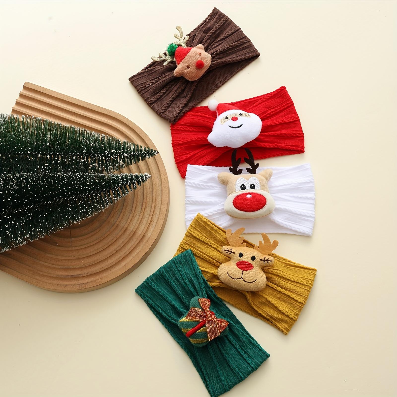 

5pcs Christmas-Themed Nylon Jacquard Hair Ties for Girls and Boys – Soft, Comfortable, Stretchy Headbands with Festive Vibes