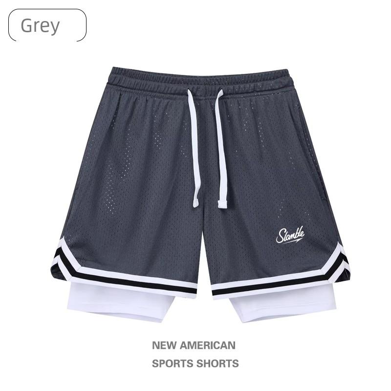 Slamball Fake Two-Piece Basketball Shorts Sports Casual Pants Summer Children's Basketball Shorts Running Fitness Pants