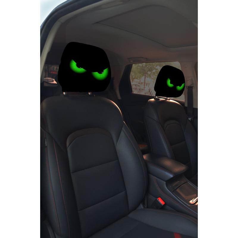 2PCS Funny Cartoon car headrest Cover, Cute Funny Eyes, Suitable for Halloween, Christmas car Universal Elastic Models Funny Decoration