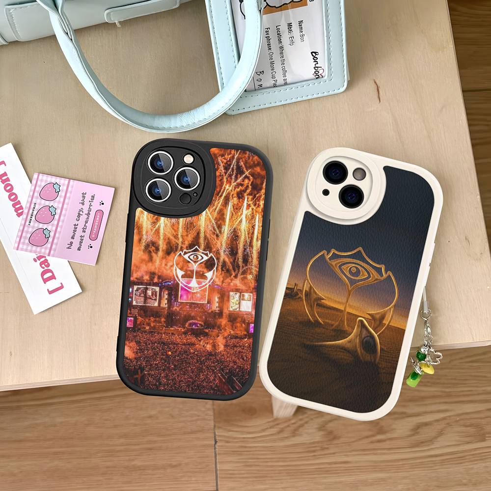 Coque de téléphone avec logo T-tomorrowland pour iPhone 11 12 13 14 15 16 Pro Max Mini Plus Étui en cuir souple