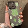 Ornamental Green Clover Pattern Phone Case for Iphone 16 15 14 13 12 11 Pro Max/Mini Shockproof Anti-Scratch Premium Hard Cover