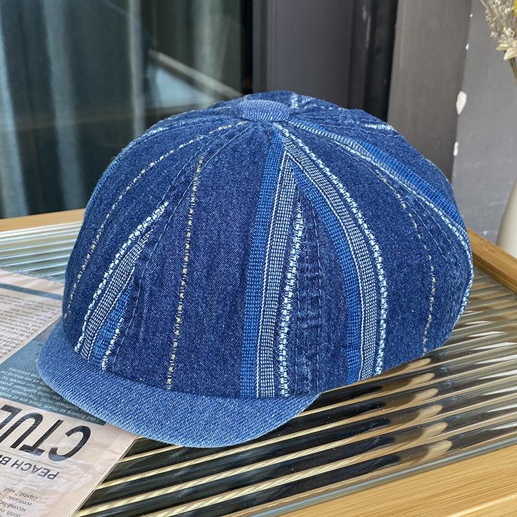 Berretto di jeans uomo e donna retrò vecchio denim ottagonale cappello versatile viso piccolo cappello forward moda