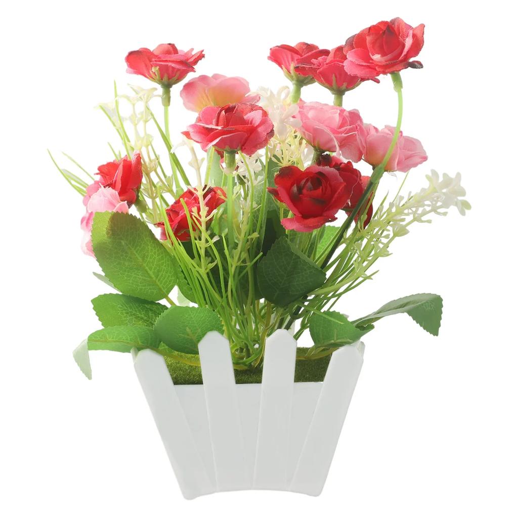 Artificial Flowers Home Decor Simulations Plant Plastic Fake Flowers Potted Home Living Room /Ornaments Rose Fence Flower Sets