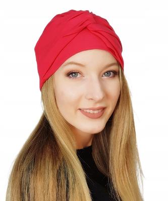 Raspberry Turban Sara 247 Pleated Smooth Hat Also for Chemotherapy