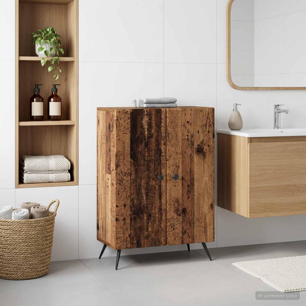 Bathroom Storage Cabinet BREDA Reclaimed Wood 59.5 X 31 X 80 Cm