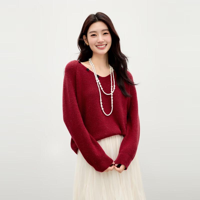 

Qiushui Yiren Classic V-Neck Scarf Knit Sweater L
