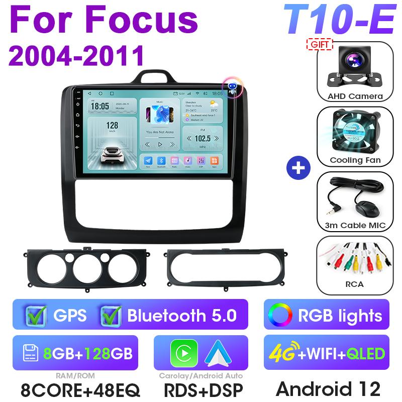 2 Din Android 12 Car Radio For Focus 2 3 Mk2 Mk3 2004 - 2011 Multimedia Video Player GPS 4G Carplay Auto Stereo DVD QLED RDS DSP