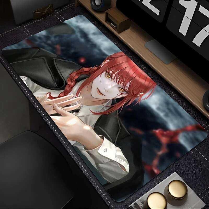 Mouse Pad Laptop Black And White Manga Abstract Mousepad Japan Anime Chainsaw Man Desk Mat Pc Kawaii Girl Makima Hd Keyboard Pad