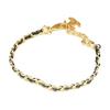 Pulseira de Corrente de Couro 26P Unissex Dourada ABH331B23469U7516