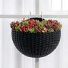 1Pc European Style Wall Hanging Half Round Flowerpot Imitation Rattan Planter for Balcony Outdoor Decor