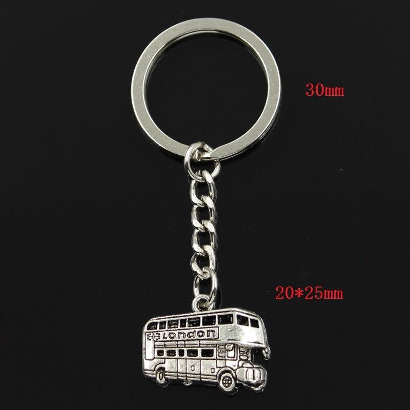 

Модный брелок для ключей 30 мм, металлический брелок для ключей, ювелирные изделия, антикварное покрытие, лондонский автобус, автомобиль, подвеска 20x25 мм серебряный