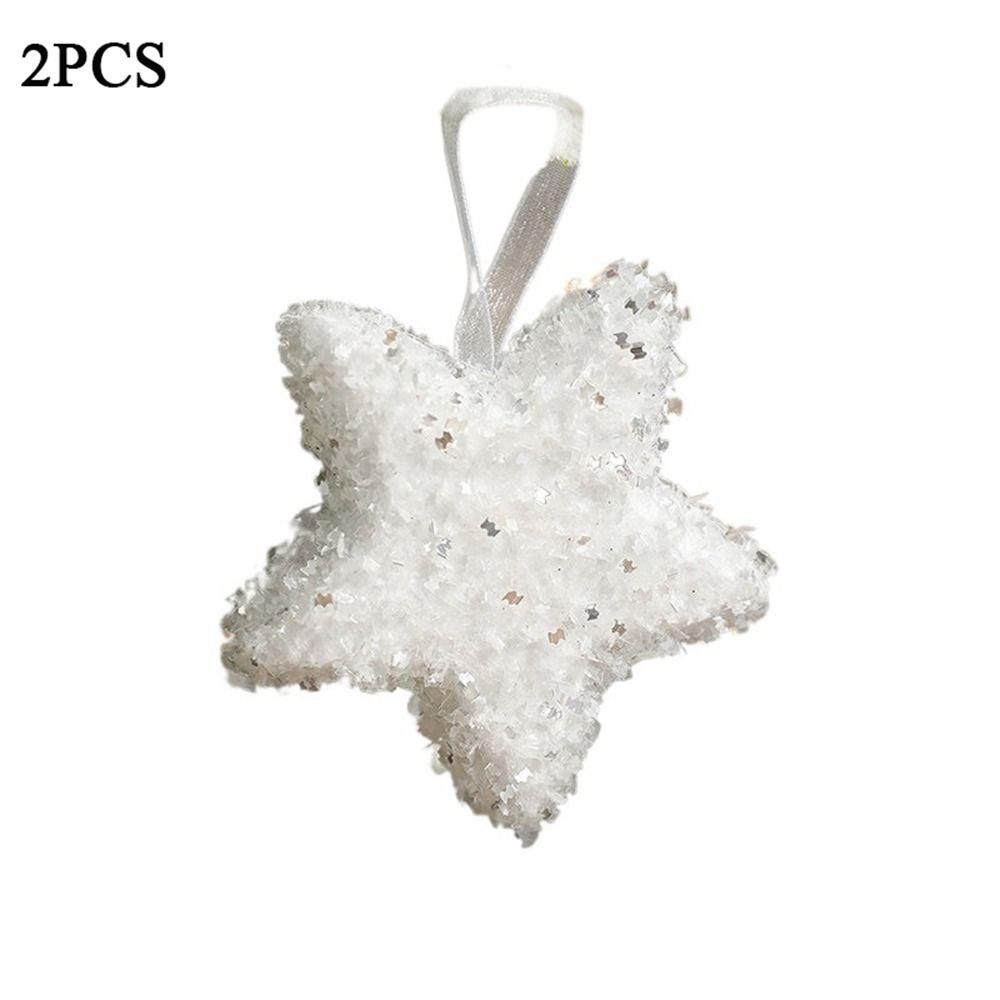 

Star Christmas Tree Pendant Hanging Christmas Decorations Funny White Foam Pendant Holiday D-2PCS