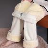 Thick Winter Lined Wide Leg Pants CasualThicken Warm Baggy Sweatpants Women HighWaist Korean Lamb Fluff Straight Pantalones