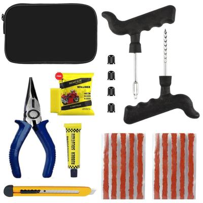 8-in-1 Tubeless Tyre Puncture Repair Kit for Car, Bike, Scooter & SUV - Universal Emergency Flat Tire Puncher Repair Kit (with Storage Bag).
