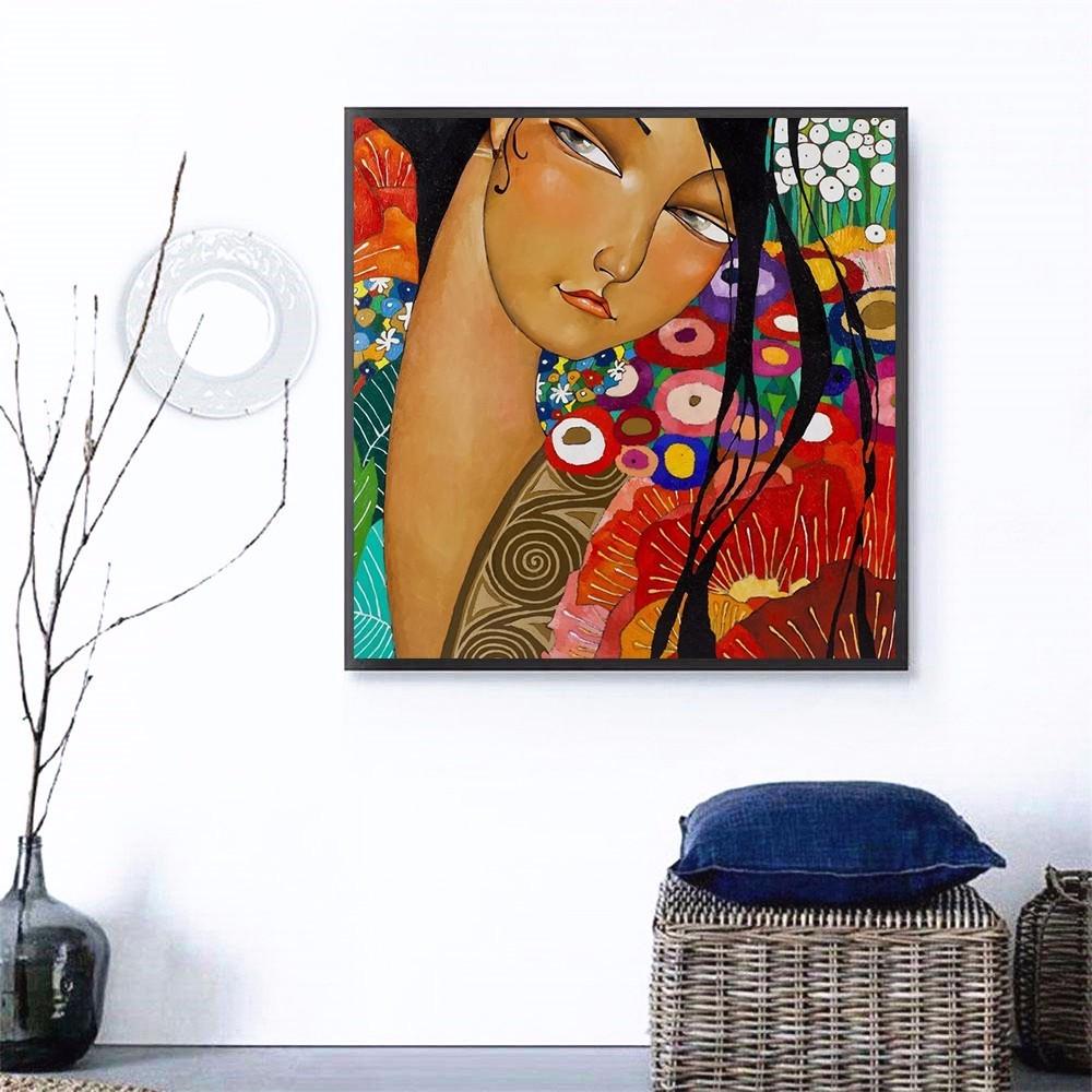 Pintura de Diamantes Piedras Redondas Niñas Mosaico de Diamantes Diseño Completo Retratos