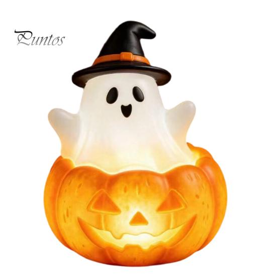 Festive Ghost Glow Lamp Halloween Cute Light Up Decoration, Small Statue Night Light, Gifts for Lovers Resin Table Decoration Indoor, Kitchen