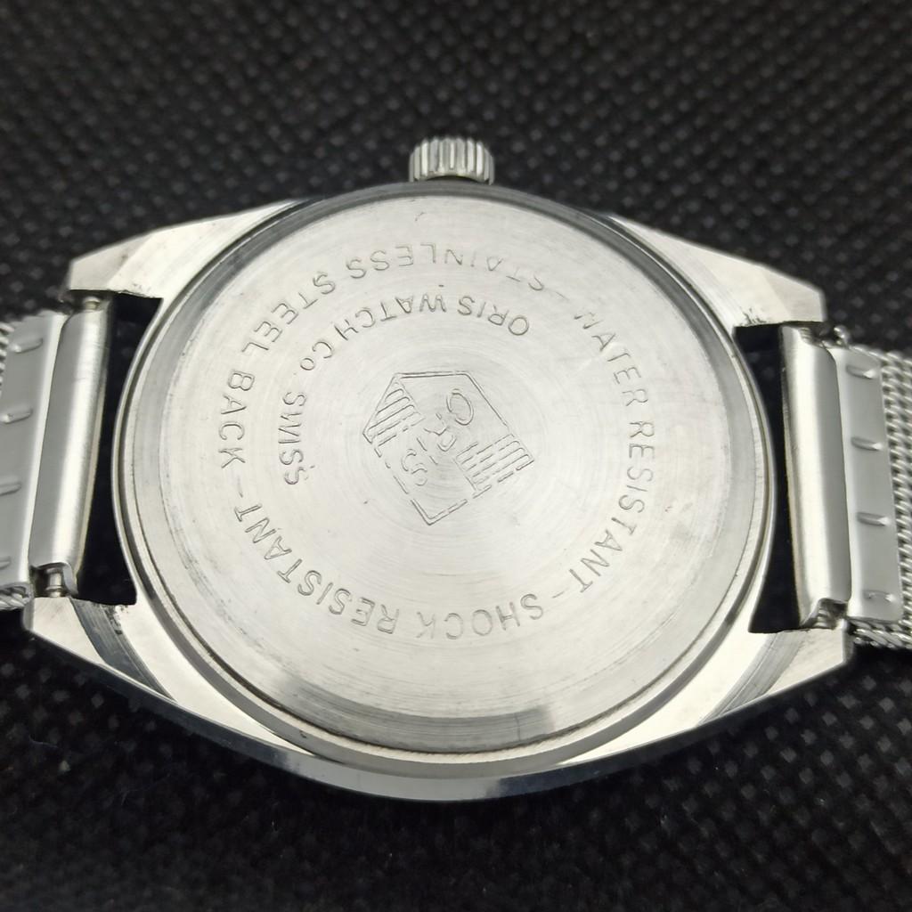 VINTAGE ORIS AUFZUG SCHWEIZER HERREN ÜBERHOLT ROTES Armbanduhr 558b-a296772-1