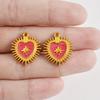 2pcs No Fade Real Gold Plated Enamel Heart Charm Stainless Steel Charms For Jewelry Making Love Pendants Halloween Accessories
