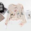 Women's Butterfly Print Long Sleeve Pullover Top