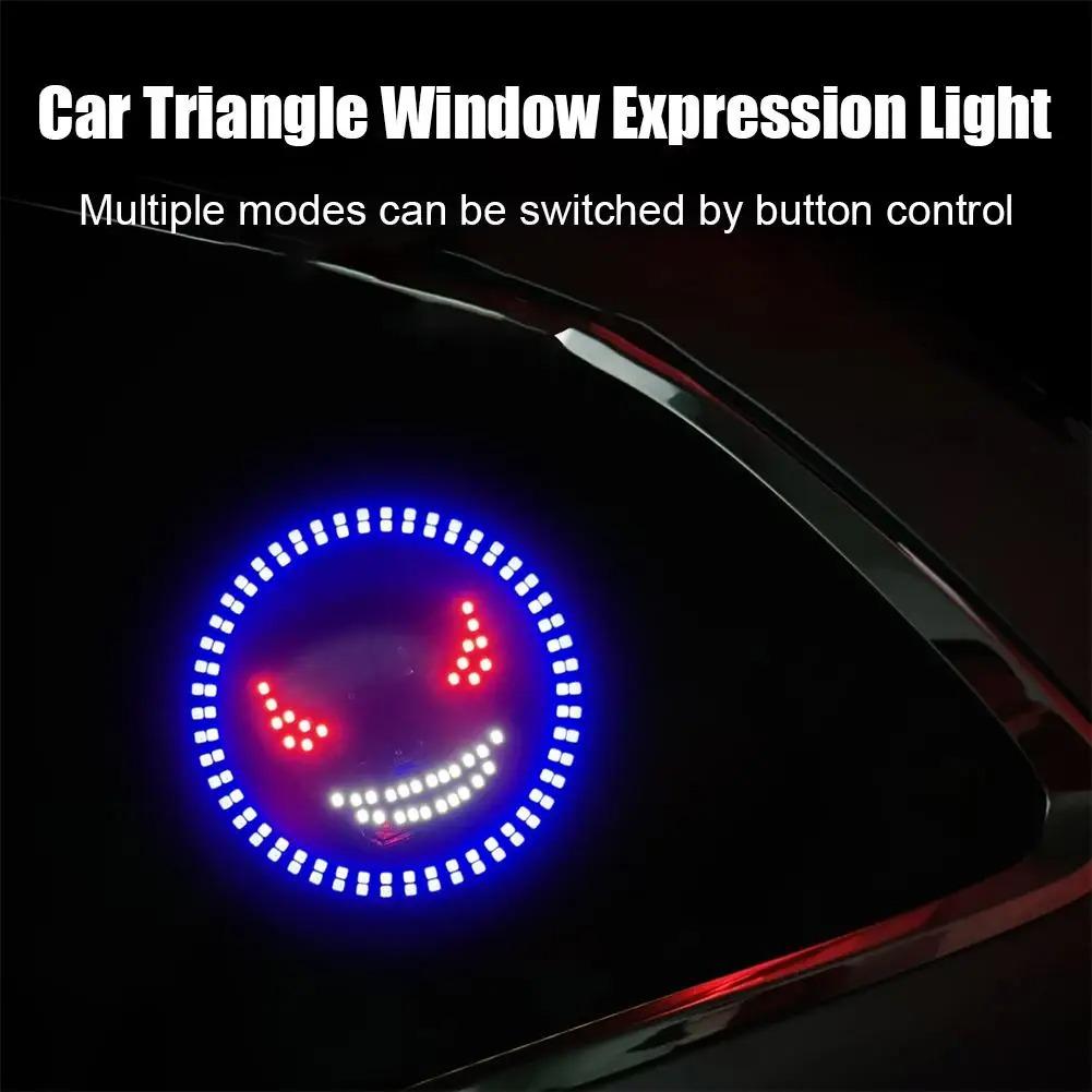 Car Devil Face Panle Lights Flash Sign Lamp USB Plug Warning Strobe Lights Vehicle Signal Lights for Car Windshield Decorations