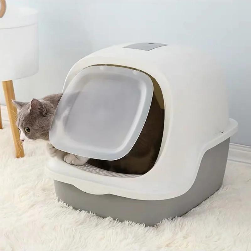 Totally Enclosed Pet Litter Box Extra Large Deodorant Cat Toilet with Litter Shovel Spillproof Cat Litter Box Closed Cat Sandbox