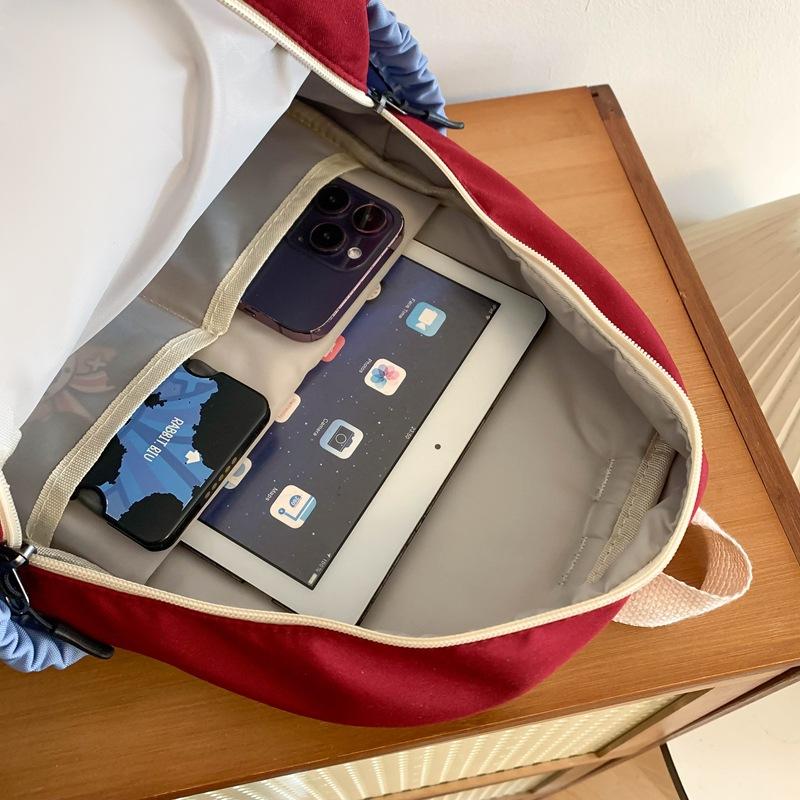 New Casual Letter Fashion Backpack Large Capacity Student Backpack Contrasting Color Stream Small Backpack Men and Women