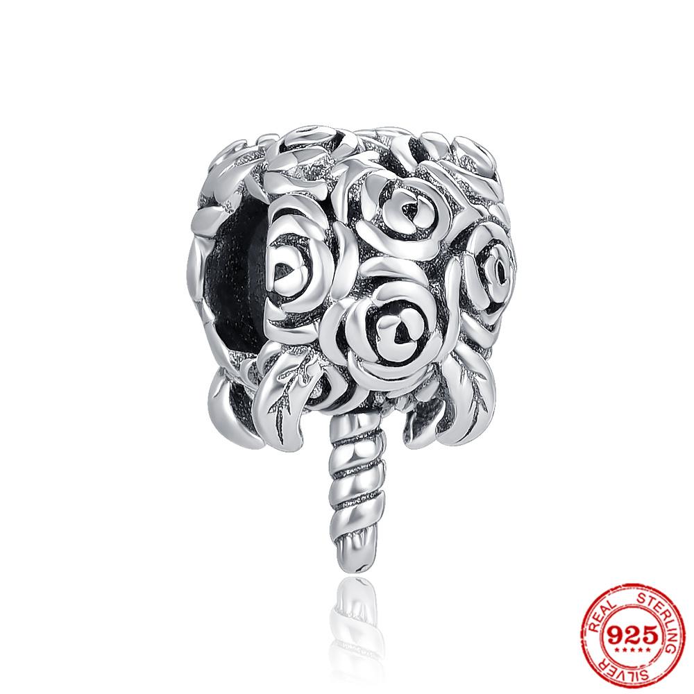 Ciondoli con perline placcati in argento S925, design a forma