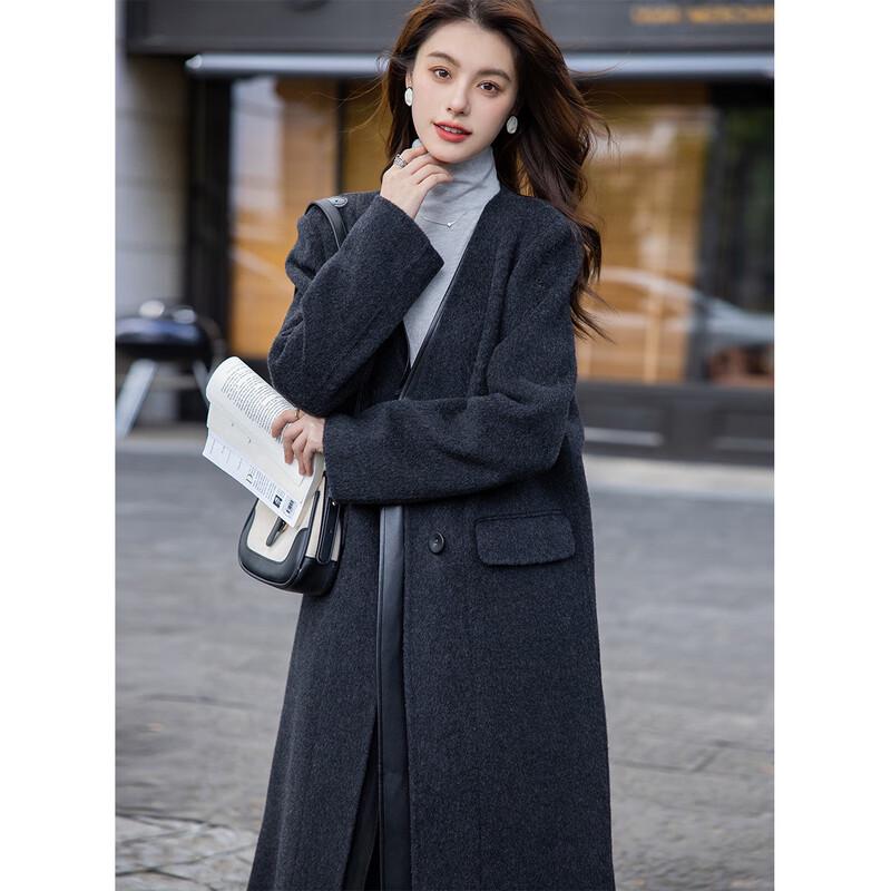 Mokana Women's Merino Wool Double-Sided Long Coat MKNJD2989