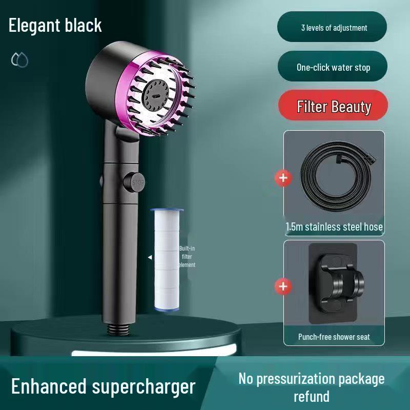 Ultra-Strong Supercharged Massage Shower Head Set with Filter & Hose