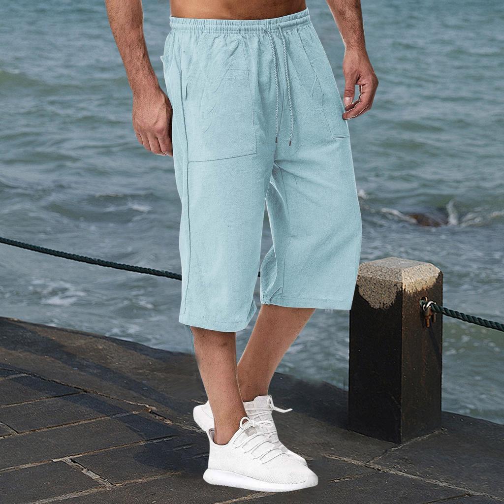 Herren Freizeit Baumwolle und Leinen Sporthose, 70% Freizeithose