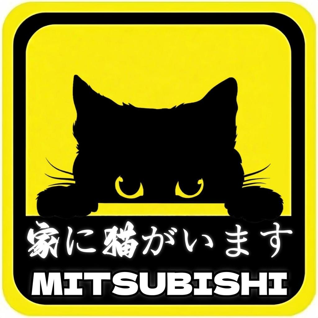 Mitsubishi Exclusive Car Logo Seal, Magnetic Sticker (There Is a Cat In the House)