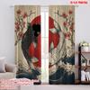 2D Flat Printing 2pcs Window Drapes Yin Yang Koi Japan Wave Digital Printed Polyester Drapes Seasonal Party & Holiday Decor