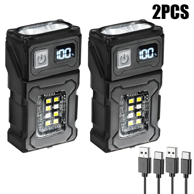 Mini Portable Flashlight 1500Lumens Super Bright LED Torch USB C Rechargeable Multifunctional Camping Fishing Emergency Lantern