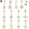1Pc Titanium Zircon Belly Ring Navel Piercing Internally Threaded Belly Button Ring Ombligo Body Piercing Jewelry 14G
