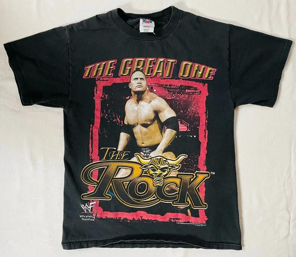 WWF Wrestling 2001 The Rock Dwayne Johnson T Shirt Black Medium Great One Long or Short Sleeves