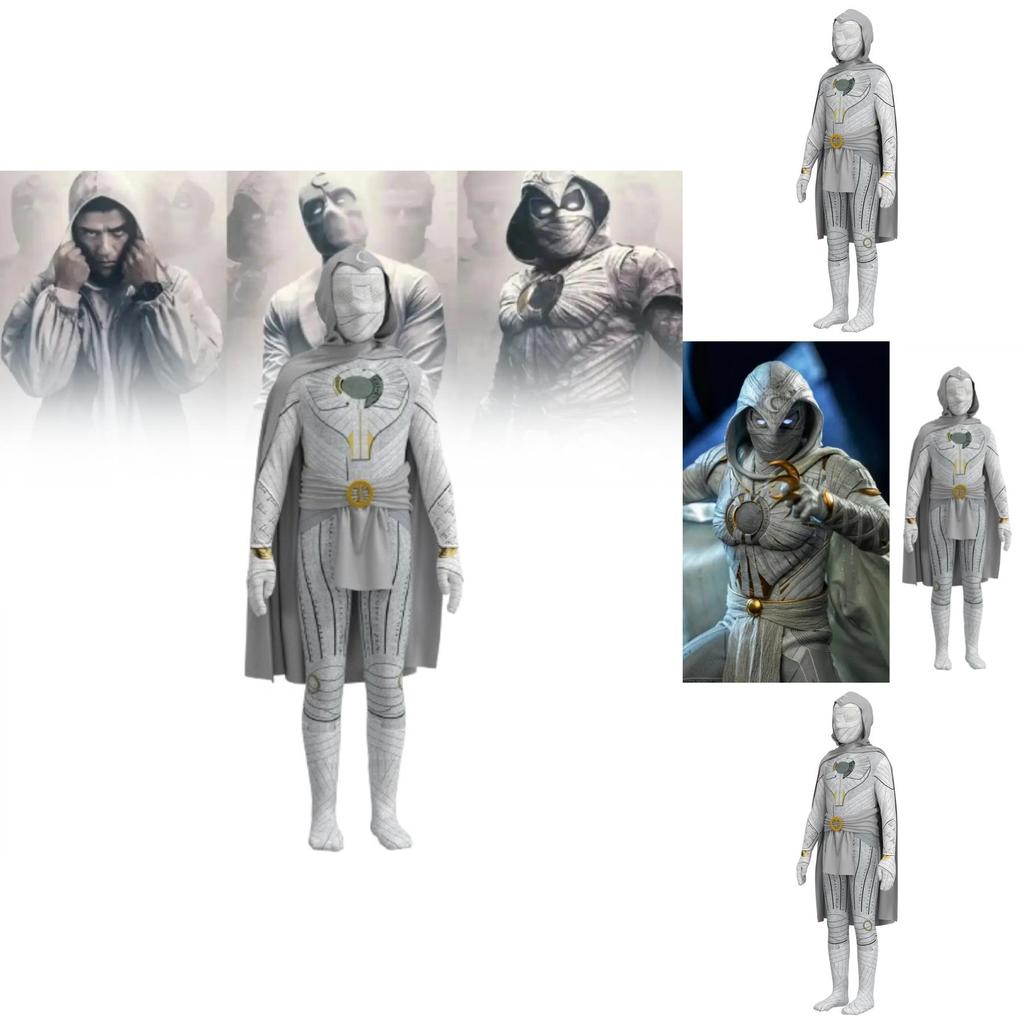 Moon Knight Costume For Adults Kids Marvel Movie Cosplay Jumpsuit With Cape For Role Play