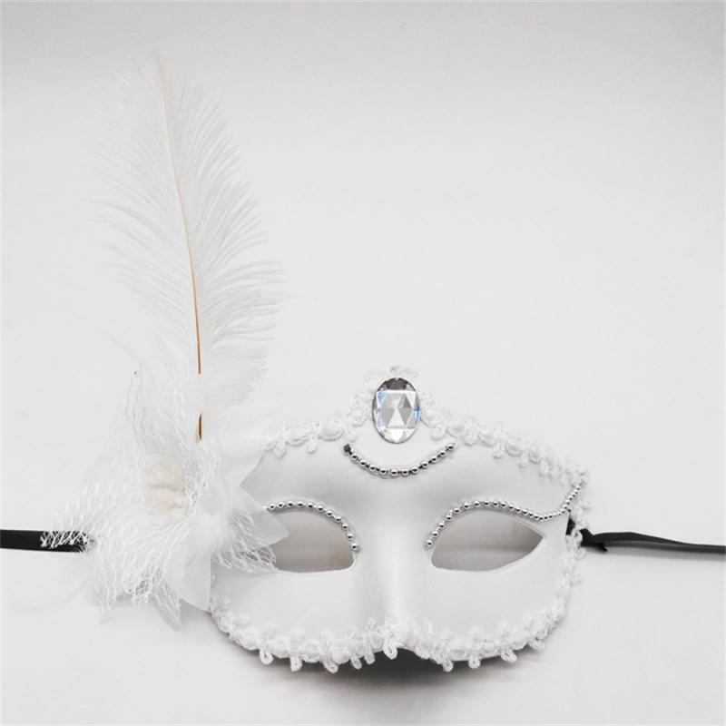 Party Masks Venice Adult Masquerade Princess Mask Female Half Face Sexy Side Flower Ostrich Fluff Masks Festival Event Supplies