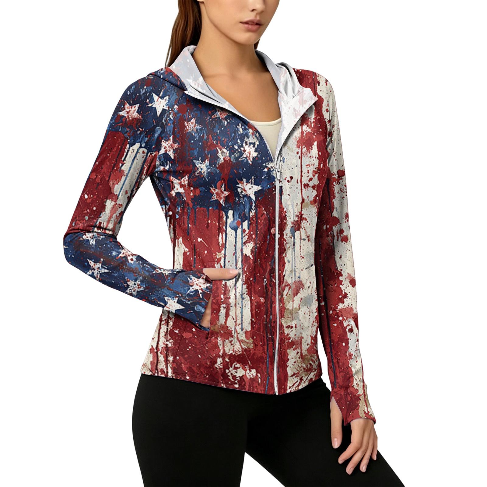 

Women s Full Zip Hooded Jacket with Pockets Long Sleeve Lightweight Sun Protection Outerwear for Outdoor Activities L