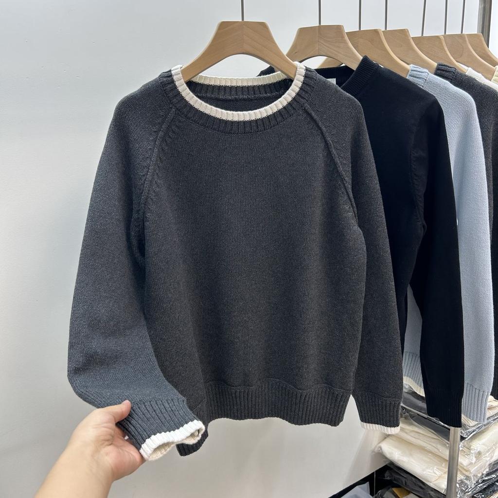 Plus Size Women Crew Neck Sweater Korean Style Loose Oversized Autumn Winter Knitted Long Sleeve Pullover
