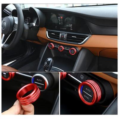 Car Central Control Air Condition Knob Button Ring AC Cover Trims Decoration For Alfa Romeo Stelvio Giulia 2017-