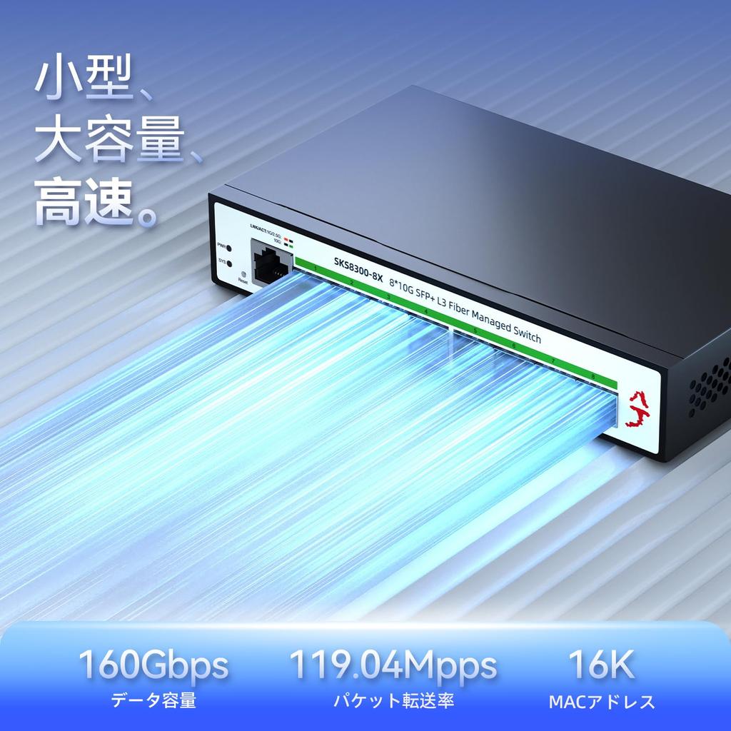 XikeStor L3 Managed 10Gbps Switching Hub 10G Ethernet Network Metal Housing Quiet Cooling for Enterprise 8-Port SFP+ Hub, Multi-Gigabit Switch,