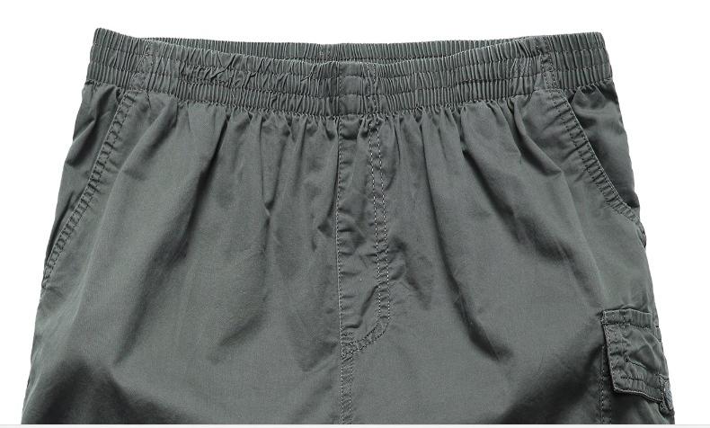 Men's Shorts Casual Cotton Button Elastic Waist Summer Beach Vacation Shorts with Multi-Pocket